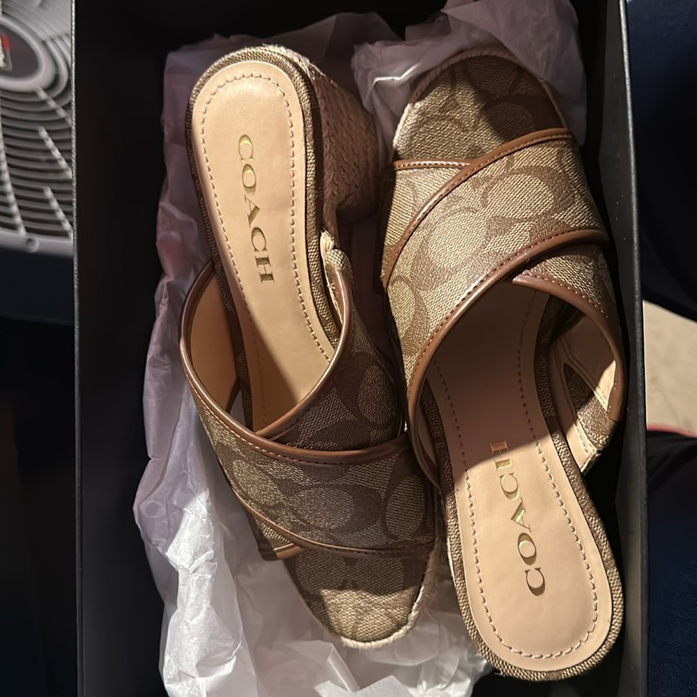 COACH - "SLOAN SIG ESPADRILLE" - LOGO - BROWN - SIZE 5.5 Brand NEW With BOX!!!